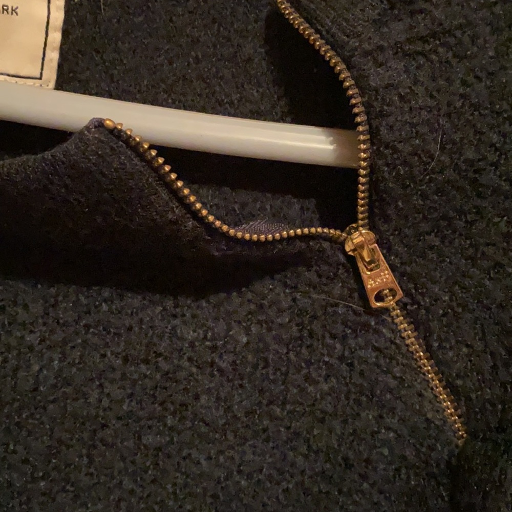 Abercrombie & Fitch Navy  Blue Zipper Neckline Chunky SweaterW/Gold Metal Logo - Picture 8 of 16